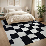 Bold Geometric Modern Bold Black White Geometric Grid Area Rug
