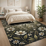 Vintage White Daisy Meadow Area Rug