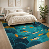 Golden Koi in Teal Canyon Area Rug
