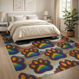 Rainbow Paw Print Kids Area Rug
