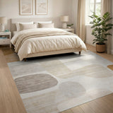 Abstract Area Abstract Organic Shapes Beige Area Rug