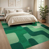 Bold Green Geometric Abstract Area Rug