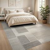 Neutral Geometric Block Patchwork Area Rug