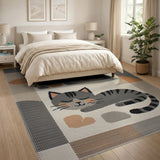 Geometric Sleeping Cats Area Rug