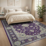 Opulent Purple Persian Floral Medallion Rug