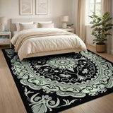 Ornate Teal Medallion Persian Traditional Persian Area Rug