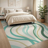 Abstract Area Teal Wavy Abstract Area Rug