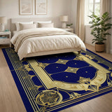 Art Deco Navy Blue and Gold Geometric Area Rug