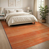 Orange Horizontal Stripe Geometric Area Rug