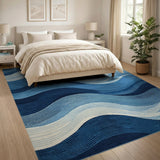 Blue and Teal Abstract Area Blue Abstract Wave Area Rug
