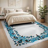 Intricate Blue Persian Floral Border Rug