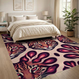 Vibrant Pink Ocelot Cat Pattern Area Rug