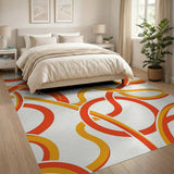 Vibrant Orange Loop Abstract Area Rug