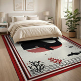 Pixel Art Black Whale Ocean Area Rug