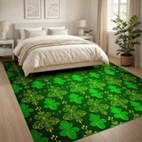 Floral Vintage Green Vibrant Green Shamrock Clover Area Rug