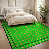 Green Vibrant Green Daisy Floral Area Rug