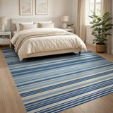 Coastal Blue Striped Area Rug