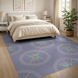 ODIKA Purple Geometric Circle Washable Area Rug