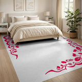 Bold Red Papercut Floral Border Area Rug