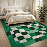 Emerald Green Checkerboard Geometric Area Rug
