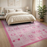 Pink ABC Alphabet Kids Rug with Strawberries