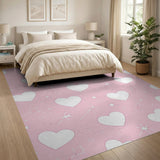 Playful Pink Hearts Stars Area Rug