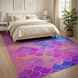 Mermaid Scale Area Rug in Pink Purple Blue Ombre