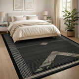 Black and White Black Beige Heritage Tribal Geometric Rug