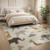 Cute Elephant Giraffe Nursery Area Rug