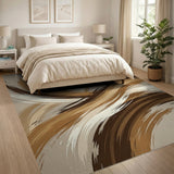Abstract Area Sweeping Beige Brushstroke Abstract Area Rug