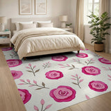 Pink Watercolor Roses Area Rug