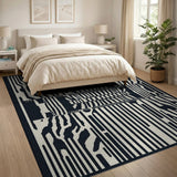 Geometric Modern Black and White Bold Black White Zebra Stripe Area Rug