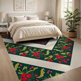 Red Floral Zigzag Area Rug