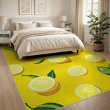 Yellow Vibrant Lemon Slice Yellow Area Rug