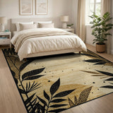Beige Fern Silhouette Distressed Area Rug