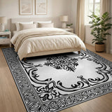 Medallion Black and White Ornate Black White Persian Medallion Rug