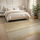 Beige Geometric Heritage Tribal Rug