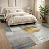 Gold and Silver Modern Geometric Grey Gold Area Rug