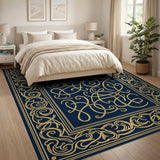 Navy Gold Ornate Traditional Persian Rug
