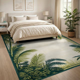 Coastal Beach Palm Frond Border Coastal Area Rug