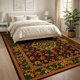 Traditional Persian Floral Red Floral Medallion Persian Area Rug