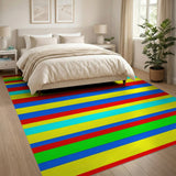 Multi-color and Patterns Vibrant Multi-Color Stripe Area Rug