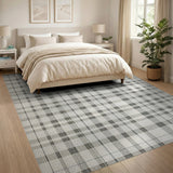 Black White Plaid Washable Area Rug