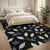 Monochrome Leaf Silhouette Area Rug