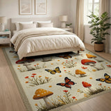 Whimsical Mushroom Meadow Butterfly Area Rug
