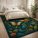 Floral Vintage Vibrant Butterfly Meadow Area Rug