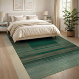 Emerald Green Geometric Stripe Area Rug