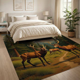 Majestic Elk Pair in Pine Forest Rug