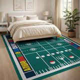 Football Field Area Rug with Vibrant Letters