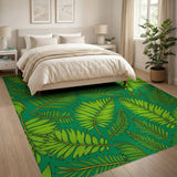 Lush Green Palm Frond Green Area Rug